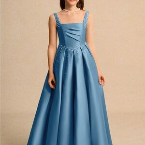 Azazie Mochi Girls Formal Dusty blue